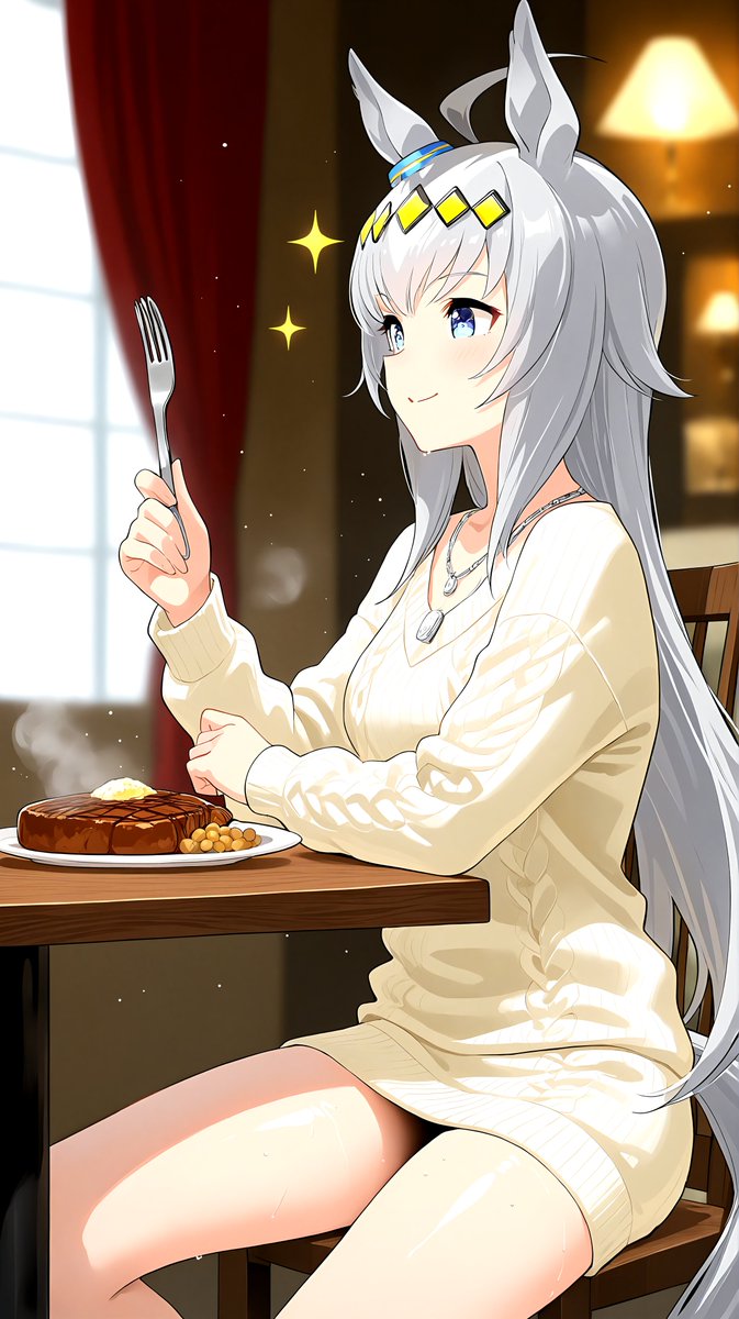 オグリキャップとステーキ
#OguriCap 
#Umamusume
SFW