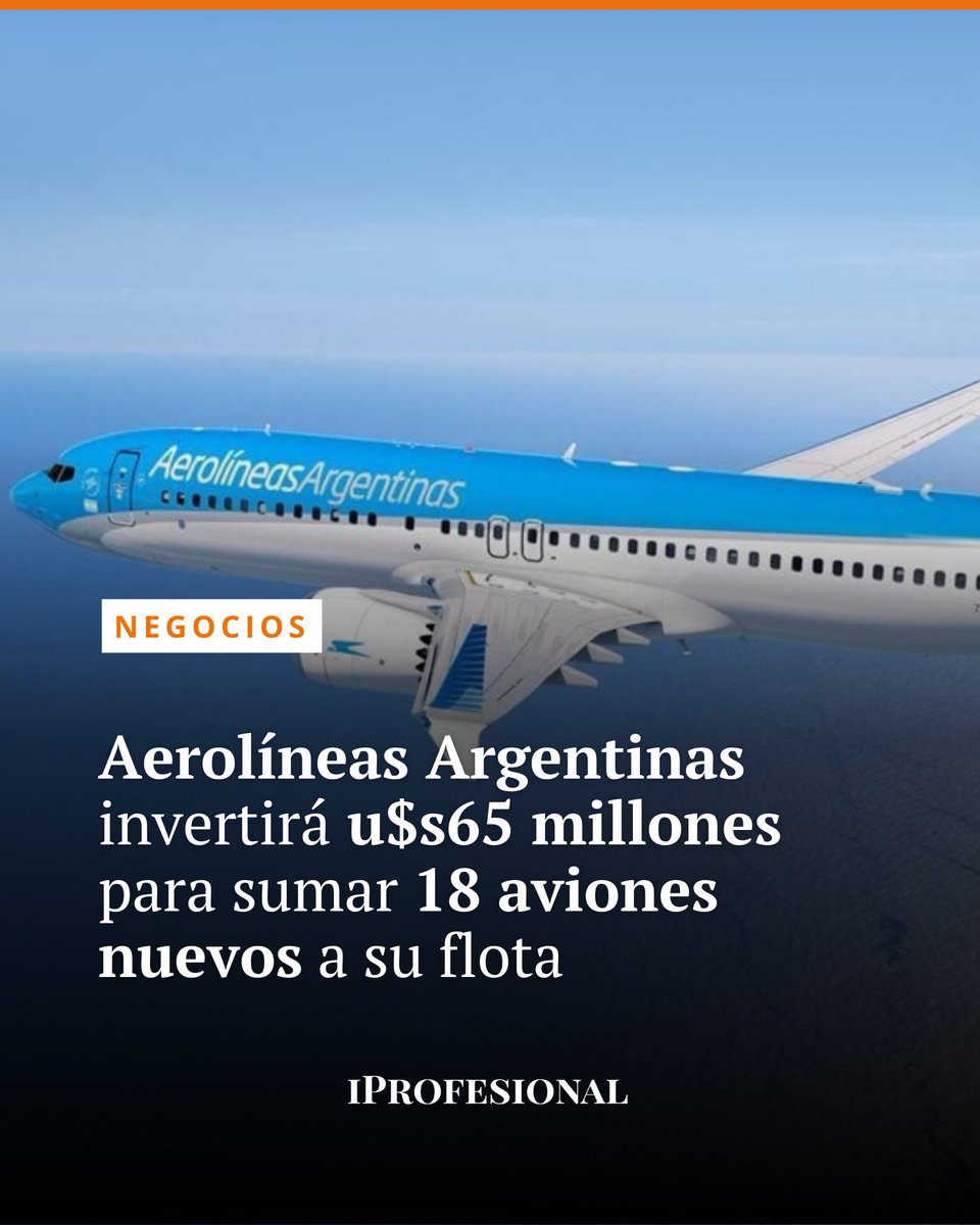 iProfesional's tweet image. 🚨 Aerolíneas Argentinas invertirá u$s 65 millones para sumar 18 aviones nuevos —4 Airbus A330neo y 14 Boeing 737 MAX— y renovar su flota con recursos propios. 

Leé la nota completa 👉🏼 iprofesional.com/negocios/44285… 

#AerolíneasArgentinas #Flota #Aviación #Inversión #Argentina