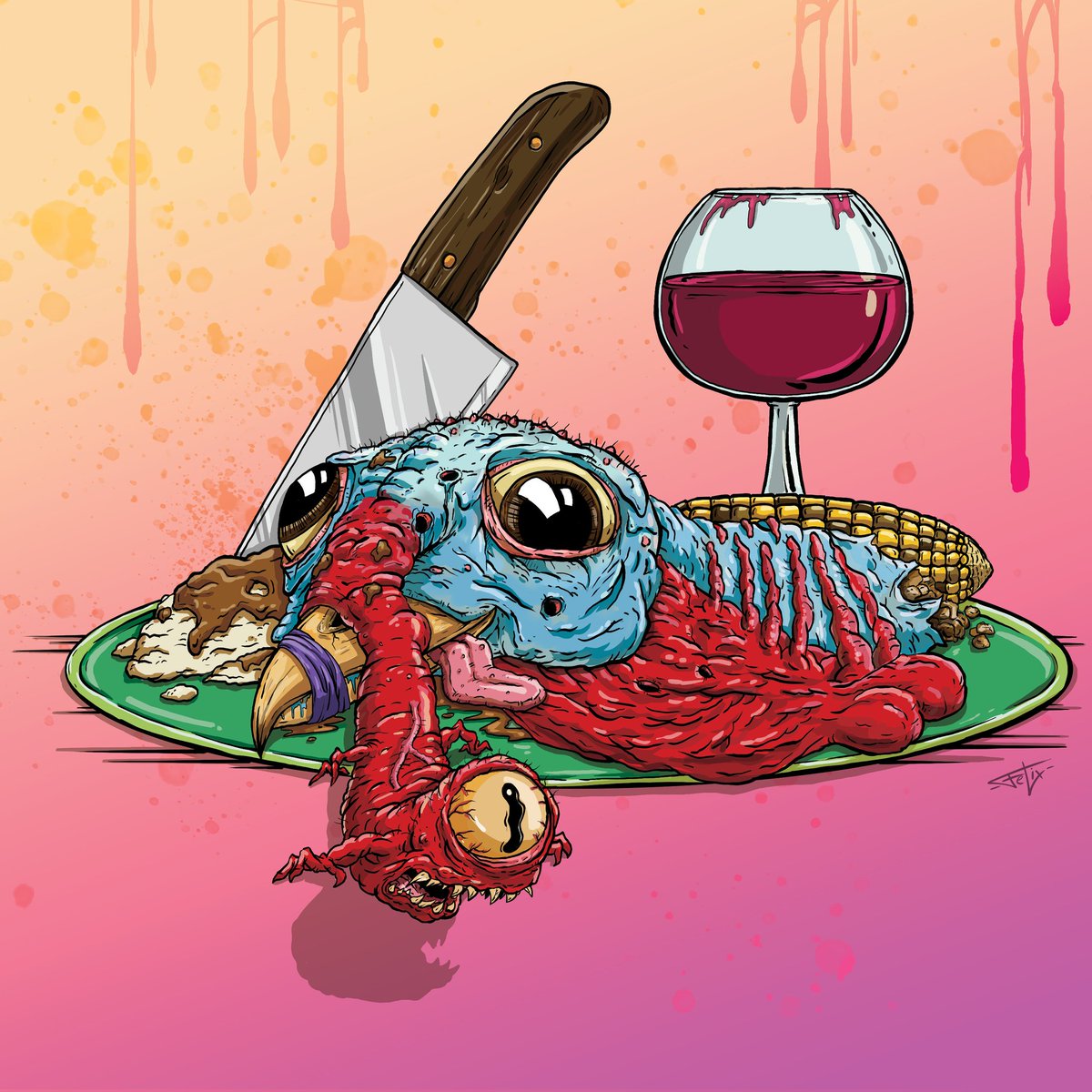 Art_by_Felix's tweet image. Hope everyone had a great Thanksgiving! From my table to yours🦃😈 #Thanksgiving2025 #algofam