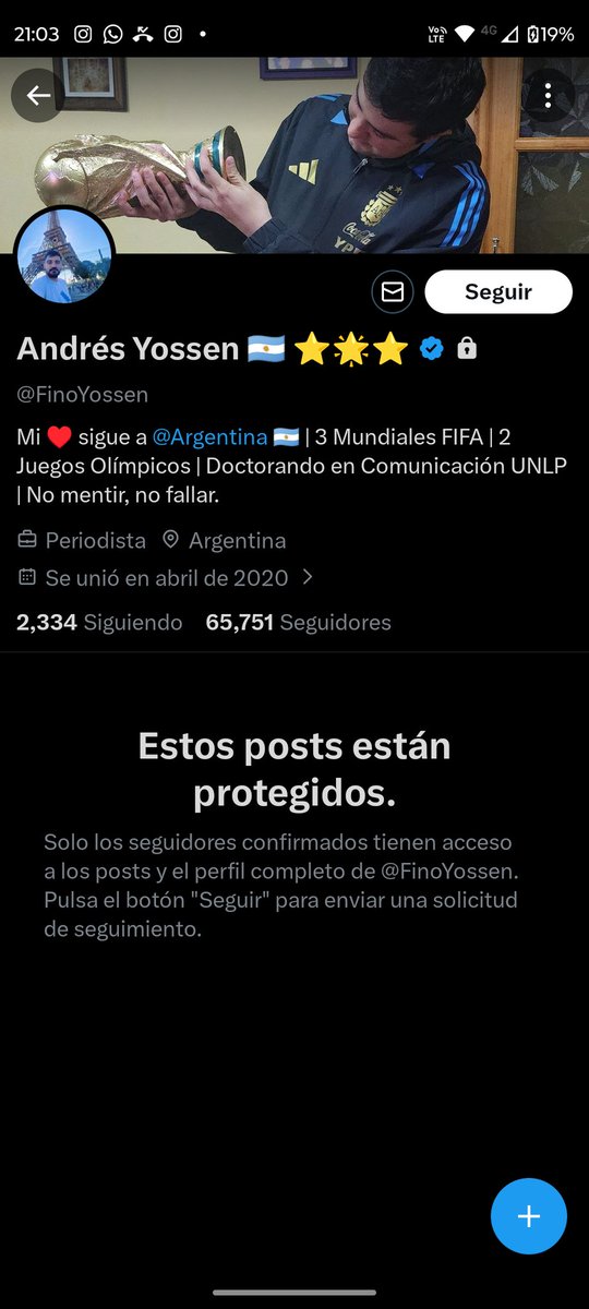 Puso la cuenta en privado el cagón