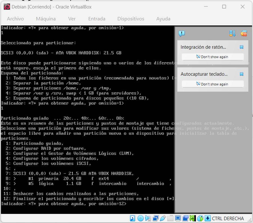 samulinaresf's tweet image. Aquí se empieza a poner interesante. Te recomendaría elegir la primera partición guiada por facilidad. Y un disco que seguramente solo te de una opción. En el esquema del particionado, podemos elegir la primera opción ya que es para novatos. Y finalizamos el particionado (última)