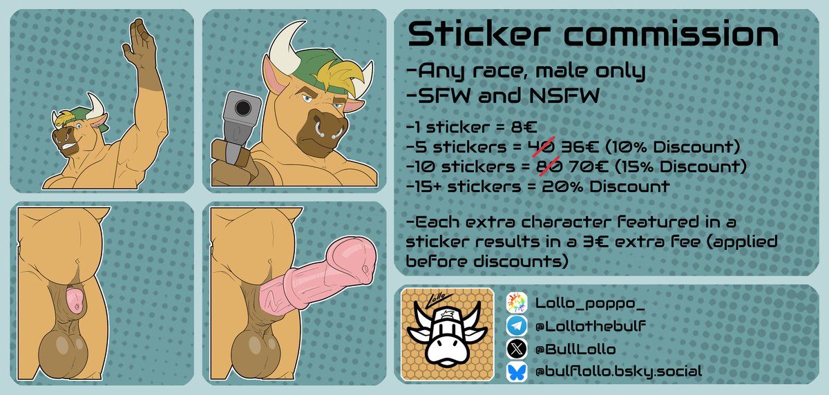 I'M OPENING STICKER COMMISSIONS!! After years, I finally decided to open up some slots for sticker. For now, I'll only open four slots because I need to see how sales go and how much time I have to spend on them; I'll open more when i'll be able to organize myself properly.