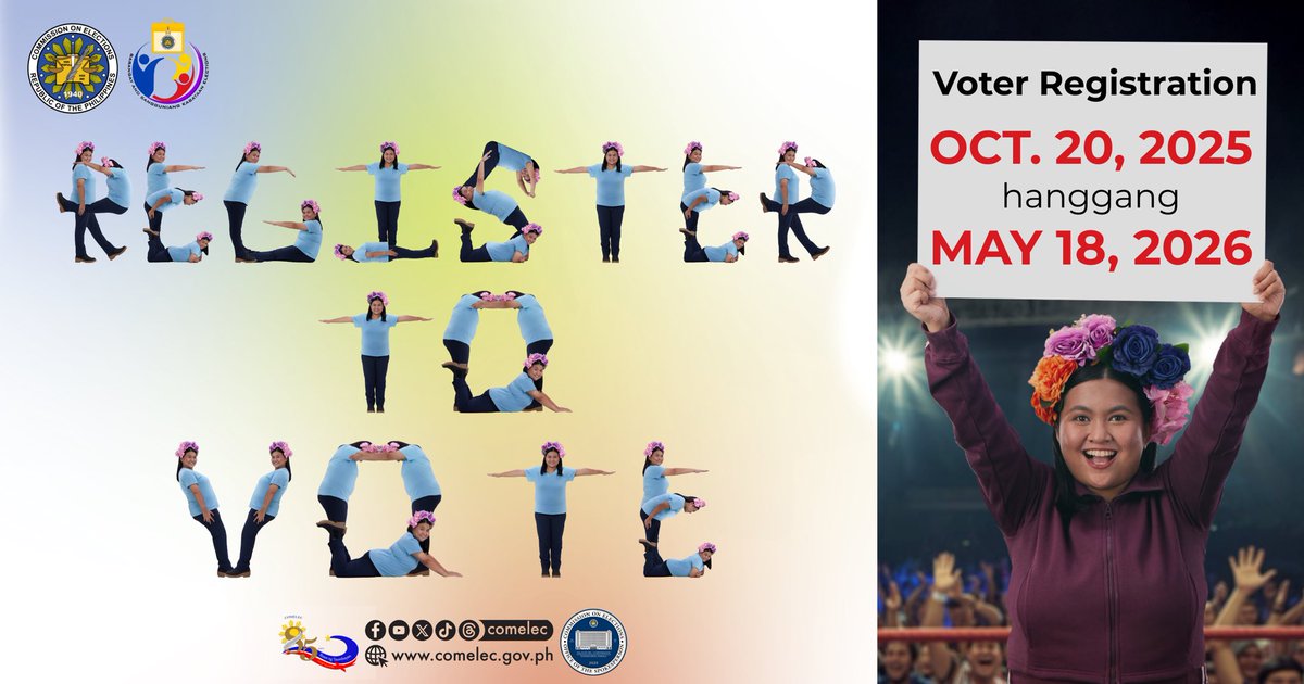 COMELEC's tweet image. Ey, mga ka-barangay at kabataan!🫡

Alam niyo ba na ang ating #AllPurposeKween ay isang registered voter at aktibong bumoboto tuwing eleksyon?🗳️ Just a Kween thing para sa ikauunlad ng bayan! 💅🏻🇵🇭

#COMELEC
#2026BSKE #BSKEKaisaKa
#VoterRegistration2025

1/4
