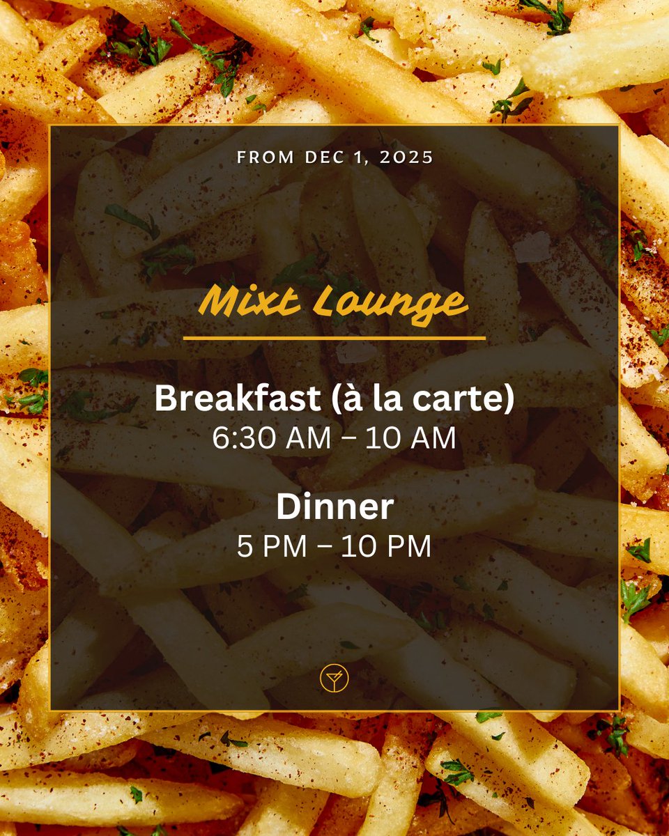 mixtlounge's tweet photo. We’re back on Dec 1, 2025! 📷
Join us at MIXT Lobby Lounge for breakfast, lunch (to-go), or dinner — we’d love to welcome you in. https://t.co/44MawaWFyD