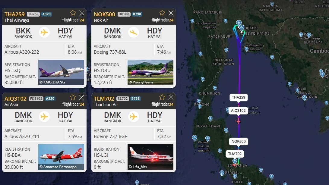 RonallChersan's tweet image. 🛫4 เที่ยวบินเช้านี้ ที่กำลังบินจากกรุงเทพฯมุ่งหน้าสู่หาดใหญ่

SL702 ไทยไลอ้อนแอร์
DD500 นกแอร์
FD3102ไทยแอร์เอเชีย
TG259การบินไทย

☑️เกือบทุกสายการบินกลับมาให้บริการรูทหาดใหญ่ตามปกติแล้ว และขนสิ่งของบรรเทาทุกข์ใต้ท้องเครื่องไปด้วย เช่นการบินไทยขนไฟล์ทละ 2ตัน 💪

#น้ำท่วมหาดใหญ่