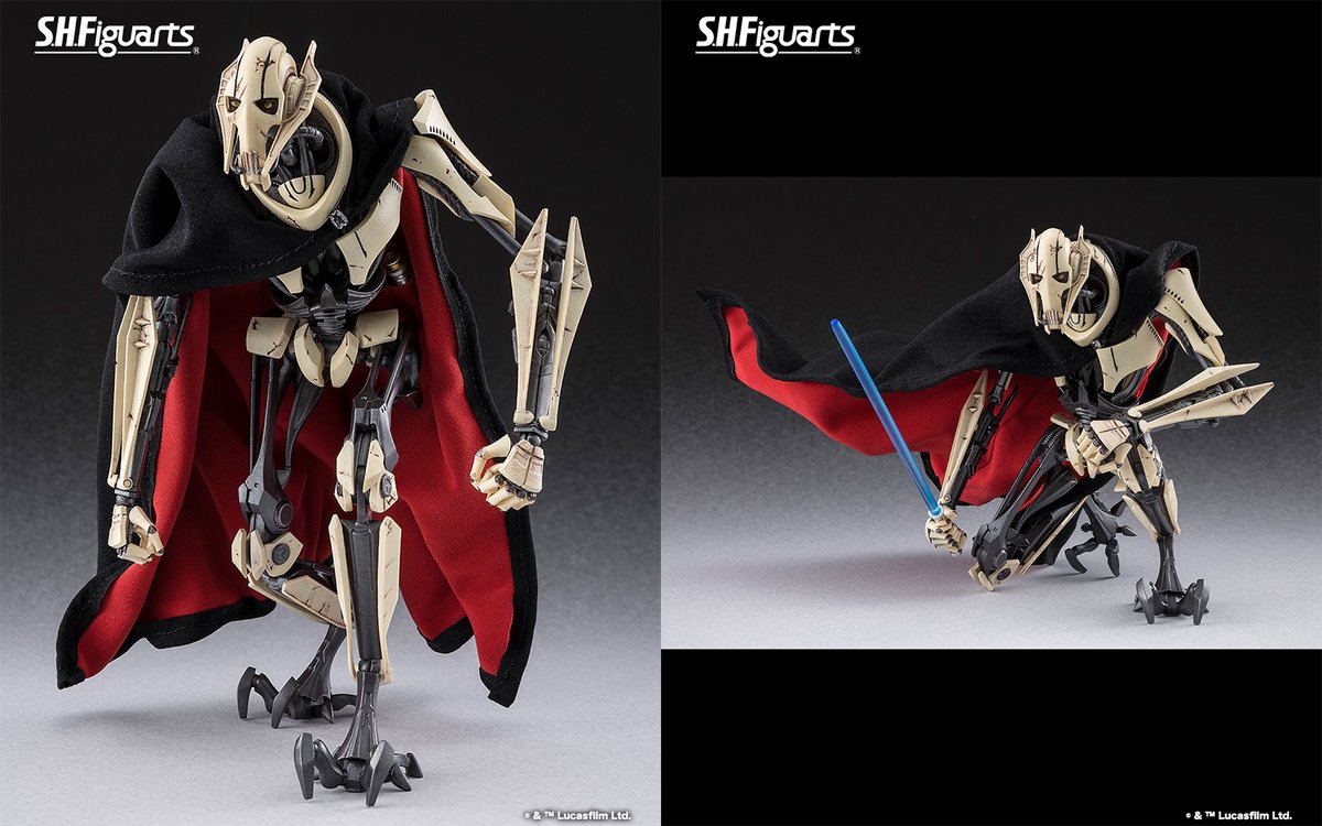 t_features's tweet image. 【今週の新商品】

「S.H.Figuarts グリーヴァス将軍（STAR WARS: Revenge of the Sith）」が
一般店頭にて11月29日(土)新発売！
📋商品詳細→ tamashiiweb.com/item/15321/

パーツ交換で2本腕／4本腕状態を再現可能！ワイヤー入り布製マントは可動を邪魔せずに自由なポージングを実現！
#t_shf #STARWARS