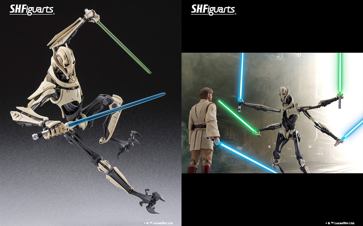 t_features's tweet image. 【今週の新商品】

「S.H.Figuarts グリーヴァス将軍（STAR WARS: Revenge of the Sith）」が
一般店頭にて11月29日(土)新発売！
📋商品詳細→ tamashiiweb.com/item/15321/

パーツ交換で2本腕／4本腕状態を再現可能！ワイヤー入り布製マントは可動を邪魔せずに自由なポージングを実現！
#t_shf #STARWARS