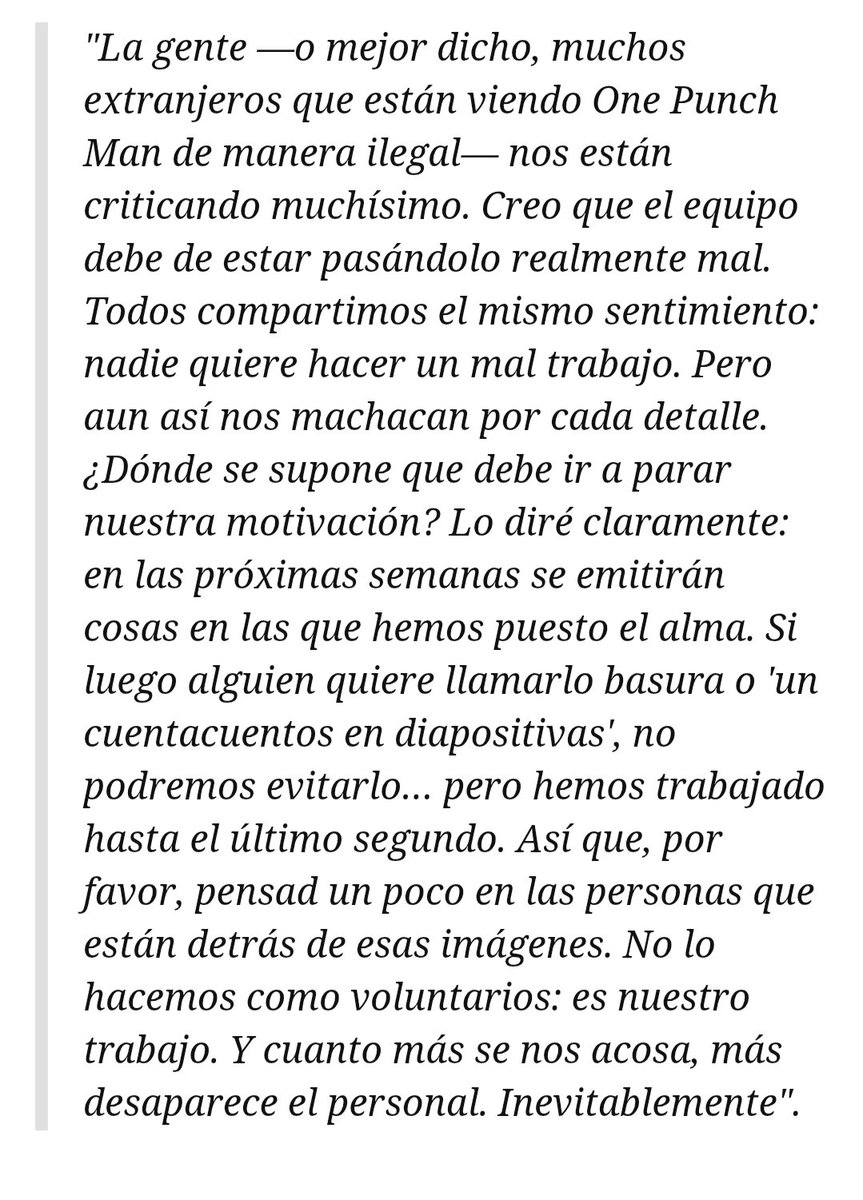 Supuesto mangaka conocido tipea por qué la gente se quejo de la 3ra de one punch man,yo la espero desde hace bastante y todavía no la vi por qué no me quiero decepcionar,alguien la vio ? Que opinan de el trabajo de esta gente ?
