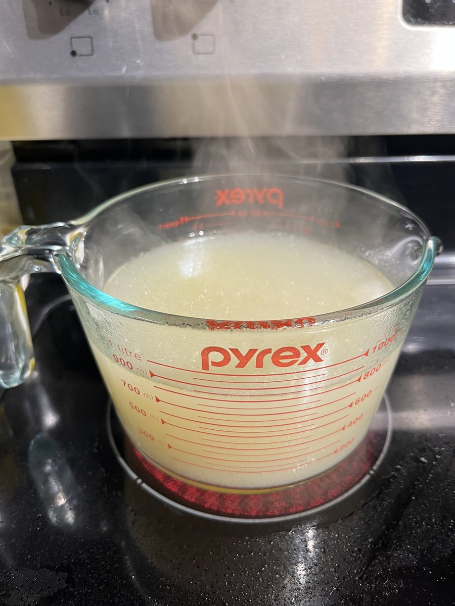 normal_food's tweet image. heating stock in the pyrex directly on the burner bc it pisses my wife off