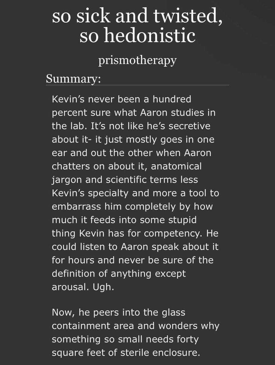 so sick and twisted, so hedonistic
kevin/tentacles. w background kevaaron
★
archiveofourown.org/works/74874856
