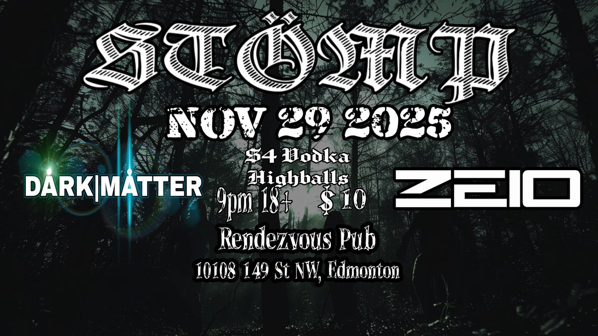 rendezvouspub49's tweet image. Another incredible Halloween is in the books, making it time for November's edition of STÖMP! DJs ZEIO and DÅRK|MÅTTER will be heating up the dance floor this month, and we can't think of a better way to ward off the winter chill!
#goth #industrial 10108 149st