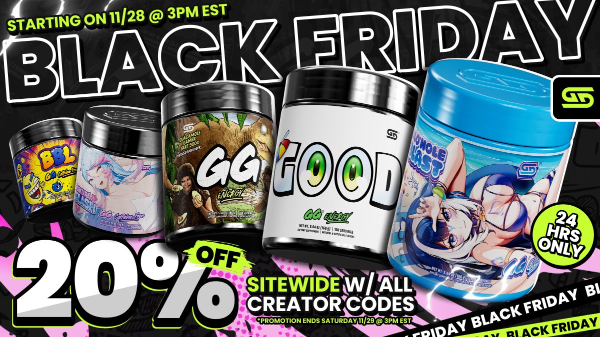 Hate Black Friday shopping??? SAME! Well…

Tomorrow you can stay home and use code MOCHISAII for 20% off your order at GamerSupps!
Stay in bed all day and just stock up on all you need here: gamersupps.gg/?ref=MOCHISAII