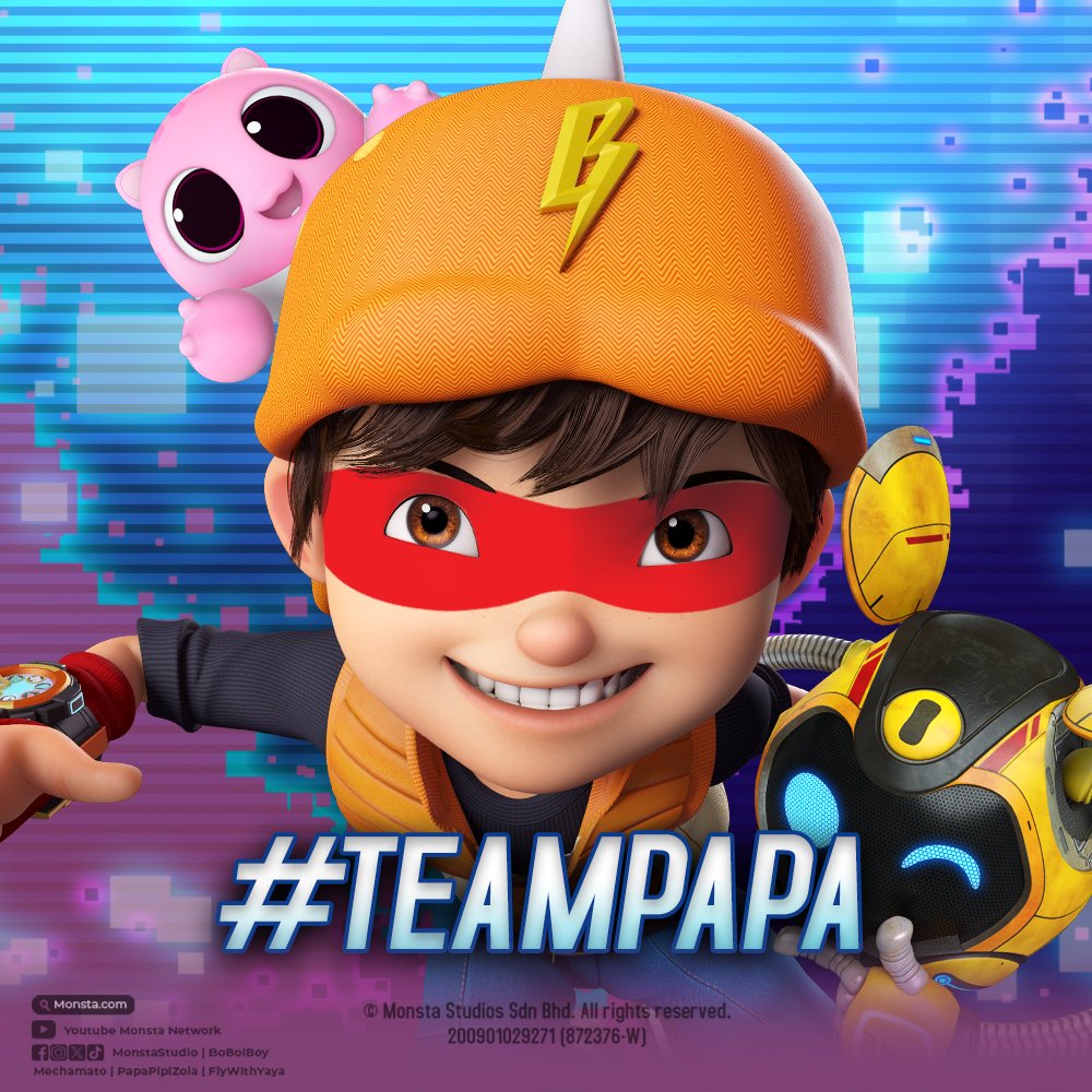 BoBoiBoy's tweet image. Selamat datang #TeamPapa!! P.A.P.A Oboi reporting for duty! 🫡

#PapaZolaTheMovie
