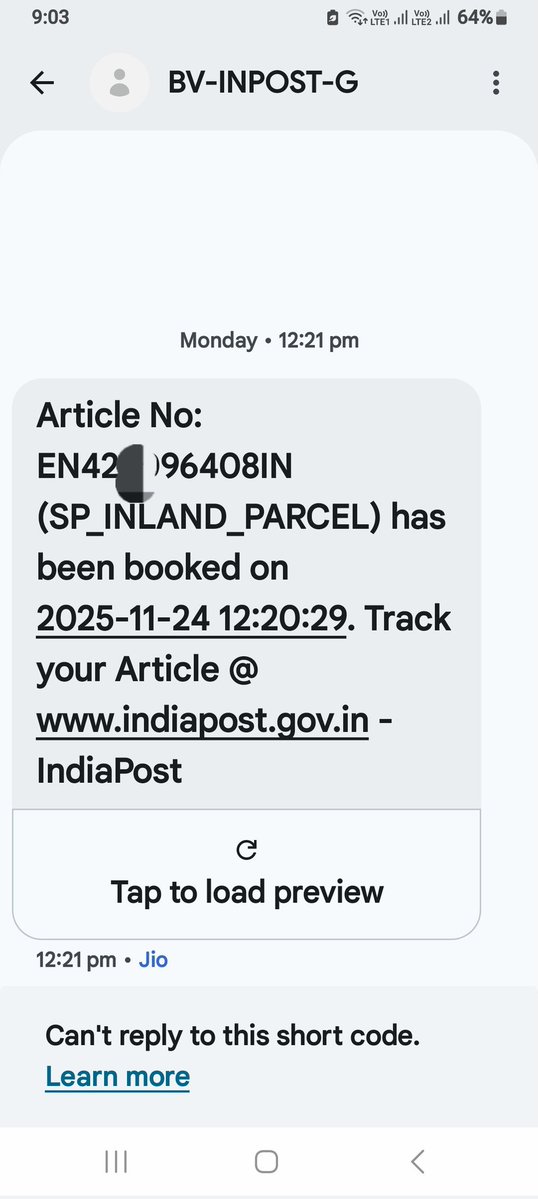 3011_ajit's tweet image. Appreciation post for @IndiaPostOffice

For the same TAT, private players asked ₹1200-₹1500. Sent it thru IP at just ₹180/-.

The tracking &amp;amp; communication is far better than Delhivery, Blue Dart in specific and any private player in general. #Indiapost #Parcel #India