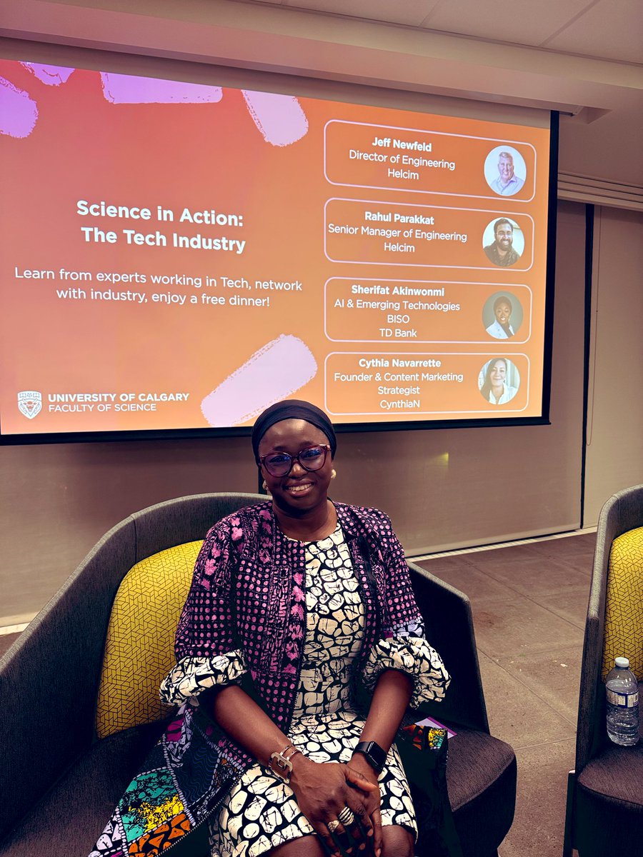 Sheriffie's tweet image. I was back at the University few days ago, I had the privilege of joining a diverse Tech panel at the University of Calgary. 

#TechPanel #UniversityOfCalgary #DiversityInTech #AI #CareerJourney #STEM #Innovation #Mentorship #ScienceInAction #cybersecurity