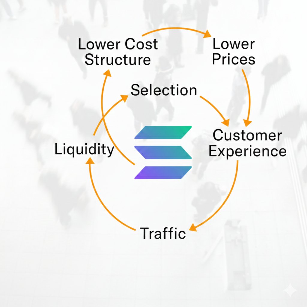 solana's tweet image. Ok mfer.

What Amazon did for atoms, Solana is doing for bits.

Amazon: became the everything store for physical products by focusing on speed of delivery &amp;amp; low cost (customer experience), feeding a growth flywheel that led to more traffic, and therefore more sellers, and then…