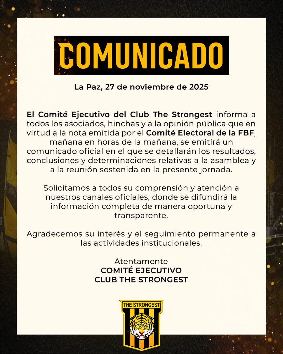COMUNICADO OFICIAL
#COMITÉEJECUTIVOTIGRE #COMITÉEJECUTIVOTRABAJANDO