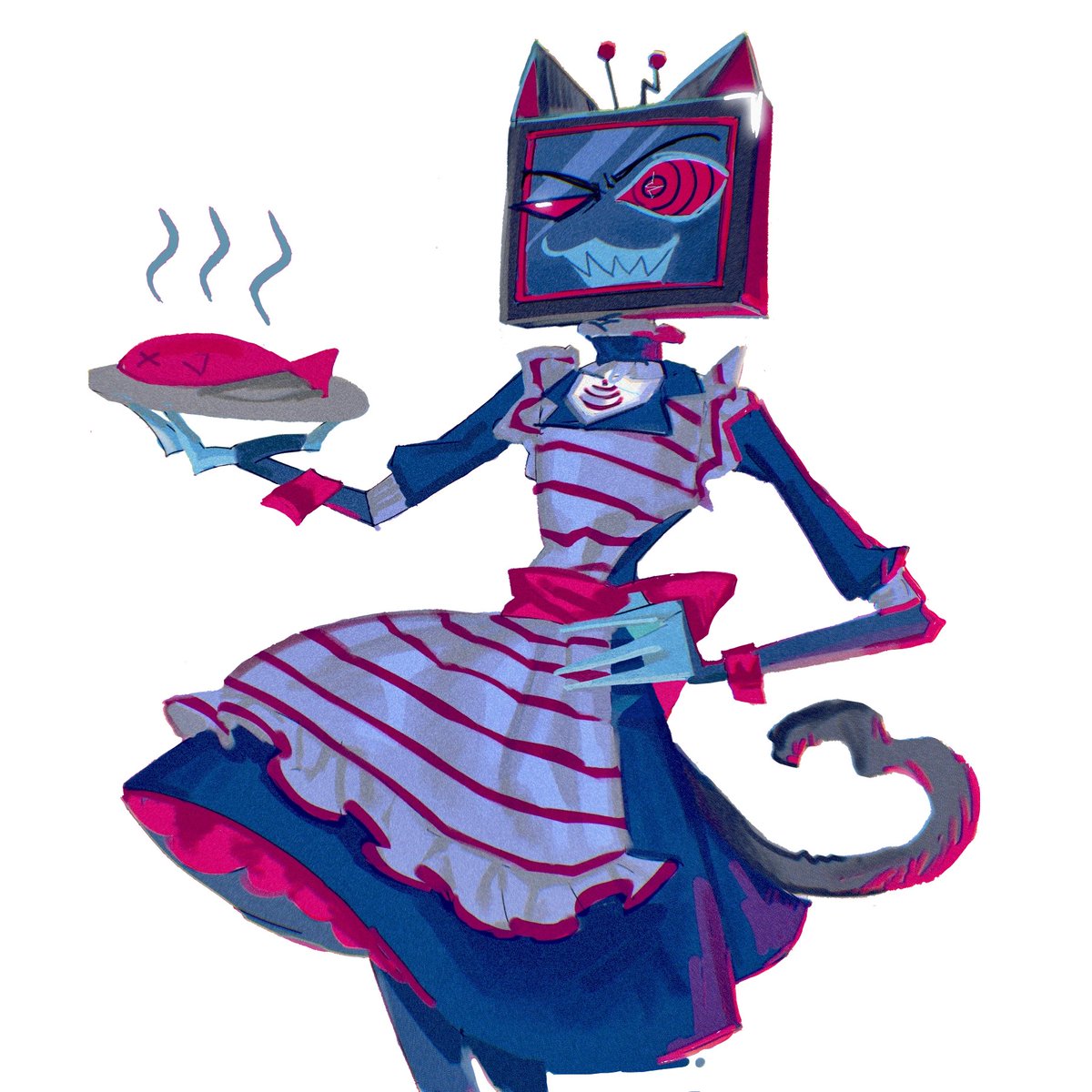 radioestaticos's tweet image. mi amiga hizo este dibujo de vox y no quiere publicarlo en su cuenta, asi que dejo que yo lo publique aqui, ayudenme a convencerla de que dibuje mas hazbin hotel y lo suba😋