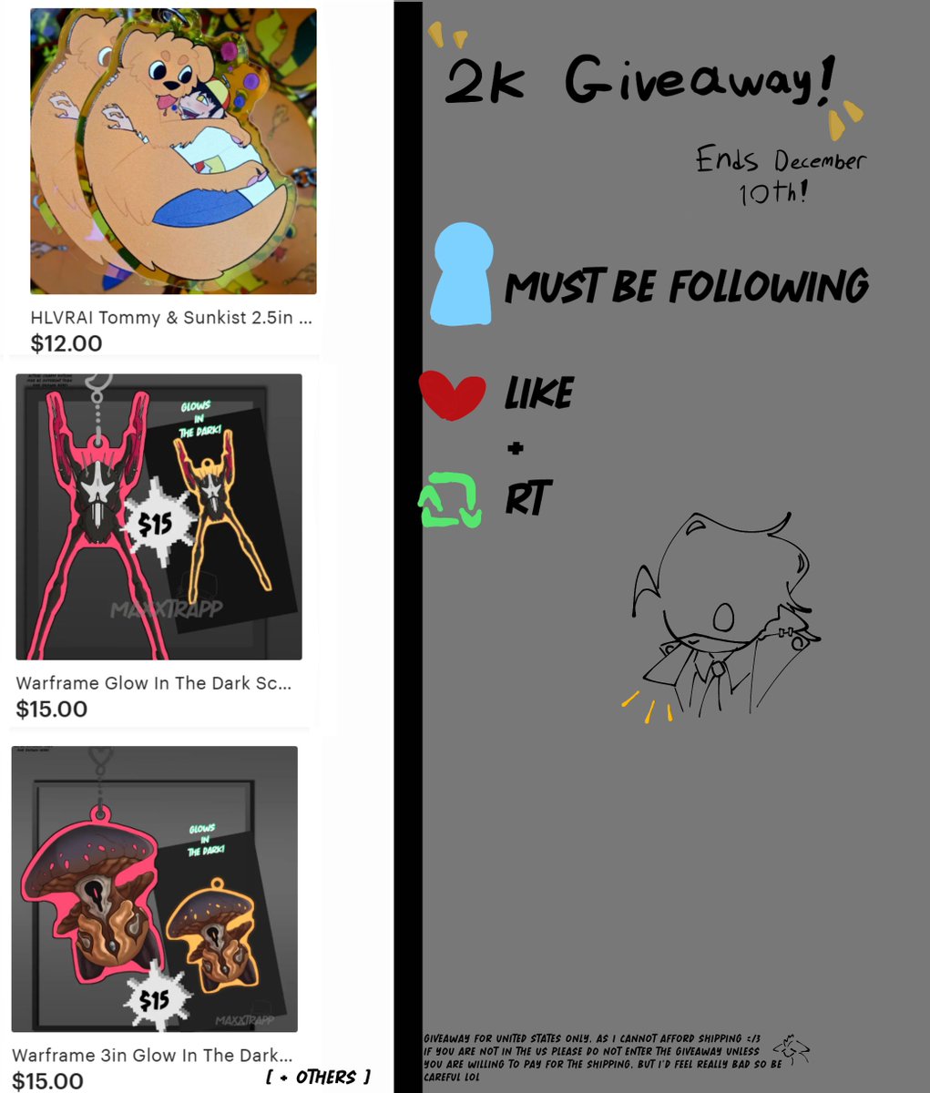 Little keychain giveaway for hitting 2k!! Thank you all so much, I can't express how much it means to me &lt;3

- must be following
- like + rt

you can pick anything I have on my tsy, whichever one you'd like!

[ more info on poster ]

orokinborn.etsy.com