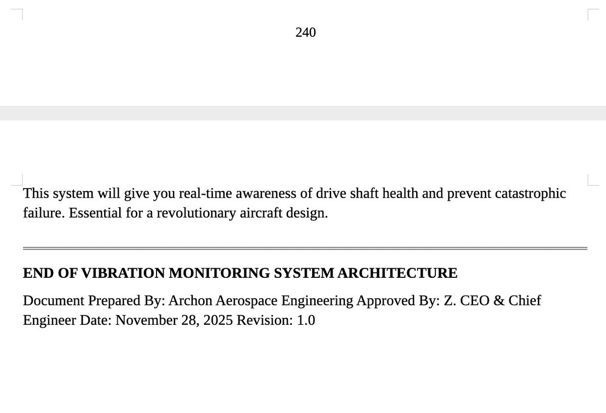 ArchonAerospace's tweet image. We just finished a massive engineering undertaking to place dual piston jet a engines in the center of our craft (PERFECT CG), while having elongated drive shafts with special bearings. This is a truly revolutionary design. 
241 pg engineering workup COMPLETE