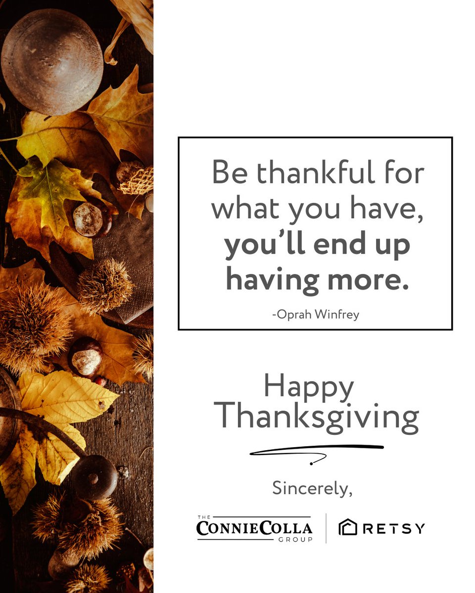 conniecolla's tweet photo. Grateful to God for the blessings He’s placed in my life, my family, friends, and the wonderful clients who trust us with their homes. ❤️

Wishing you a Thanksgiving filled with love and grace.
#conniecolla #theconniecollagroup https://t.co/XQAm9TcHQW