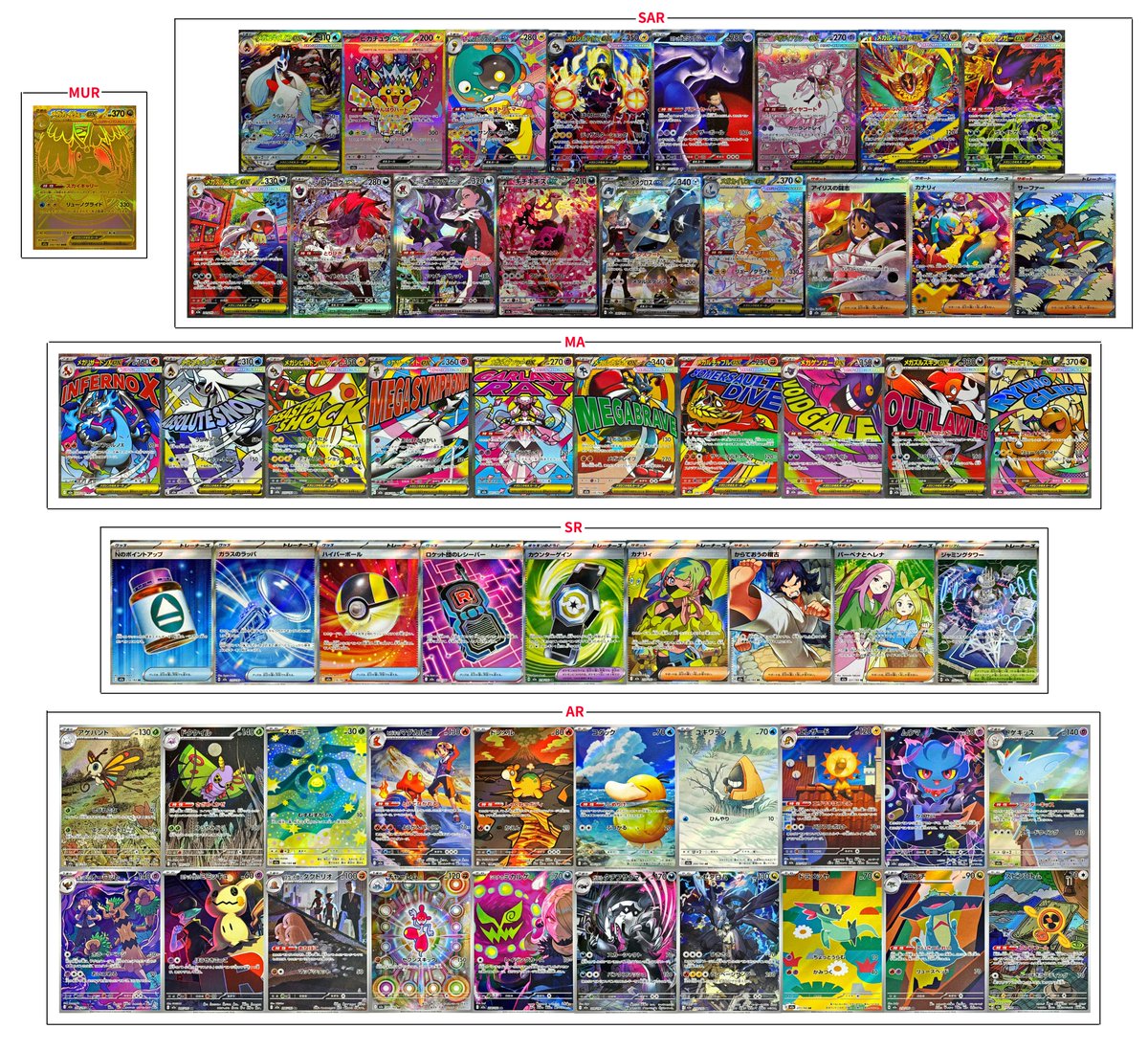 MEGAドリームexに収録される特殊レアリティカード「MUR/SAR/MA/SR/AR