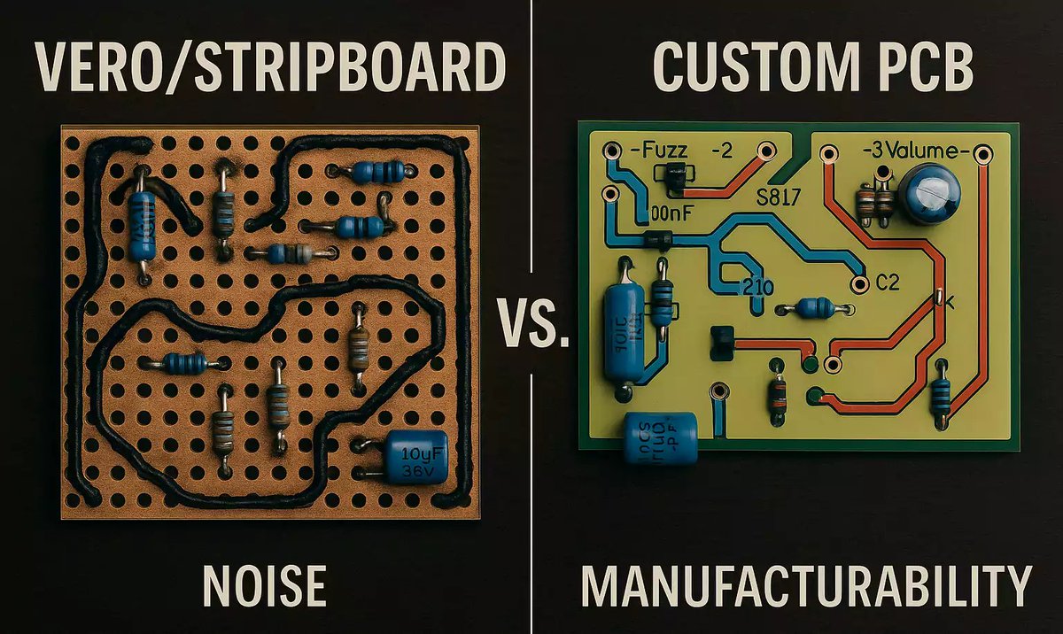 PCBFastTurn's tweet image. Effect-pedal PCBs: get the tone, ditch the noise.
Grounding, filtering, buffer vs true-bypass, enclosure fit, and buildable footprints
→ fastturnpcbs.com/blog/effect-pe…
#GuitarPedal #PCB #AnalogDesign #AudioElectronics