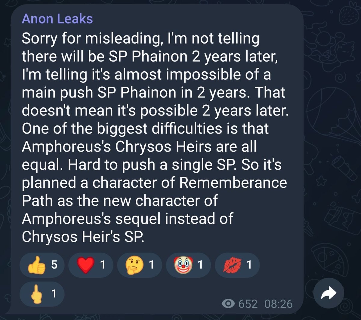 Razor_Language's tweet image. This would mean a few things...

- All CH are &apos;equal&apos; (idk in what sense)
- New remembrance character
- NEW CHARACTER OF AMPHOREUS??
- AMPHOREUS CONTINUATION?