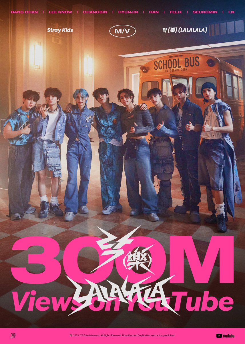 Stray Kids(스트레이 키즈) "락 (樂) (LALALALA)" M/V
⚡300 MILLION VIEWS⚡

3억 뷰 감사합니다😎
Thank you, STAY!💓

youtu.be/dBDkYofMUs4

#StrayKids #스트레이키즈
#樂_STAR #ROCK_STAR
#락 #樂 #LALALALA
#YouMakeStrayKidsStay