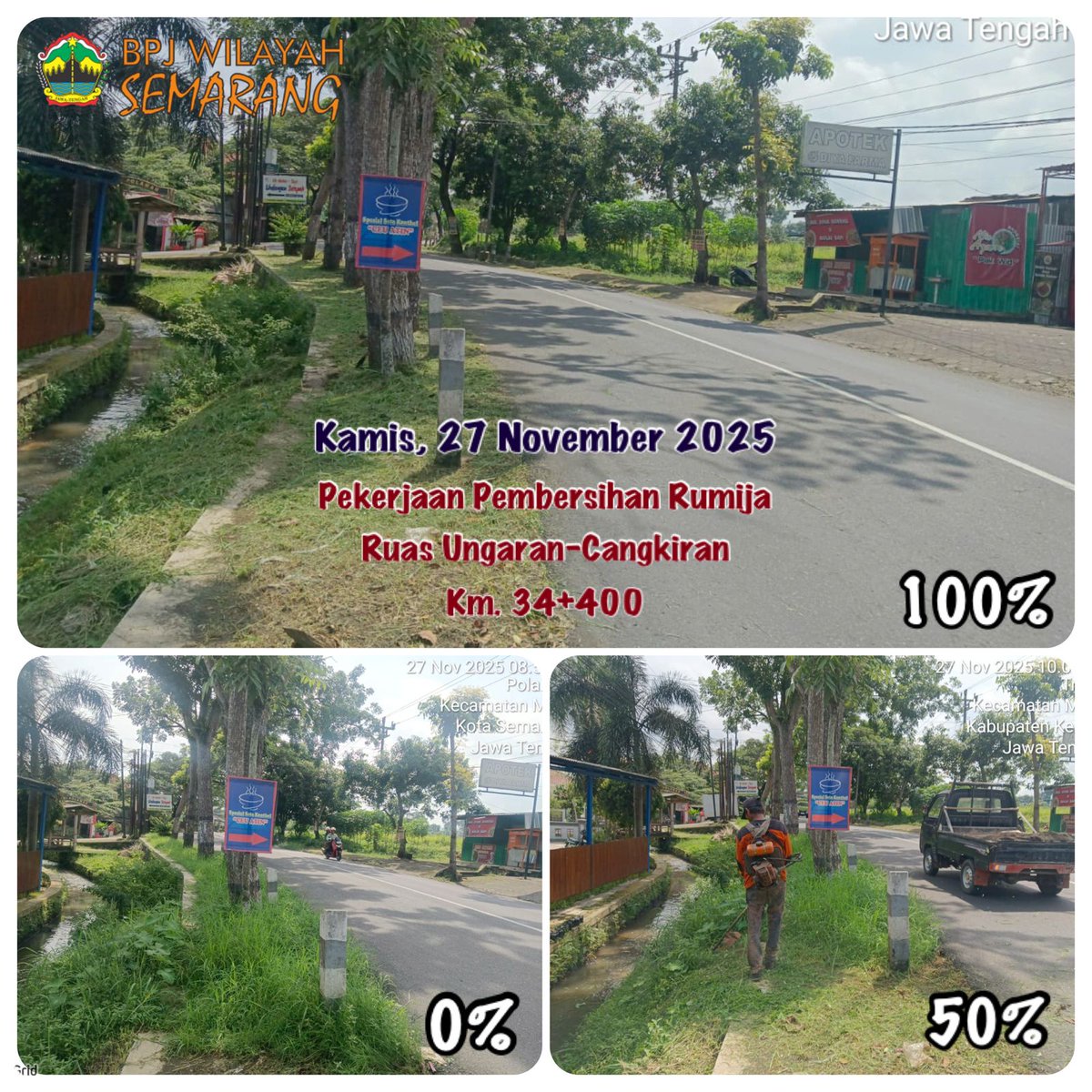Pekerjaan Pemeliharaan Rutin Jalan dan Jembatan.
Ruas Ungaran - Cangkiran.
Kamis, 27 November 2025.
#sahabatjalancantik #KemalaJateng #NgopeniNglakoni #AhmadLuthfi
<a href="/TajYasinMZ/">Taj Yasin Maimoen</a>
<a href="/dpubmckjateng/">DPU BMCK-Jateng #JalanCantik</a>
<a href="/humasjateng/">Humas Jateng</a>
<a href="/KemalaJateng/">#KemalaJateng</a>