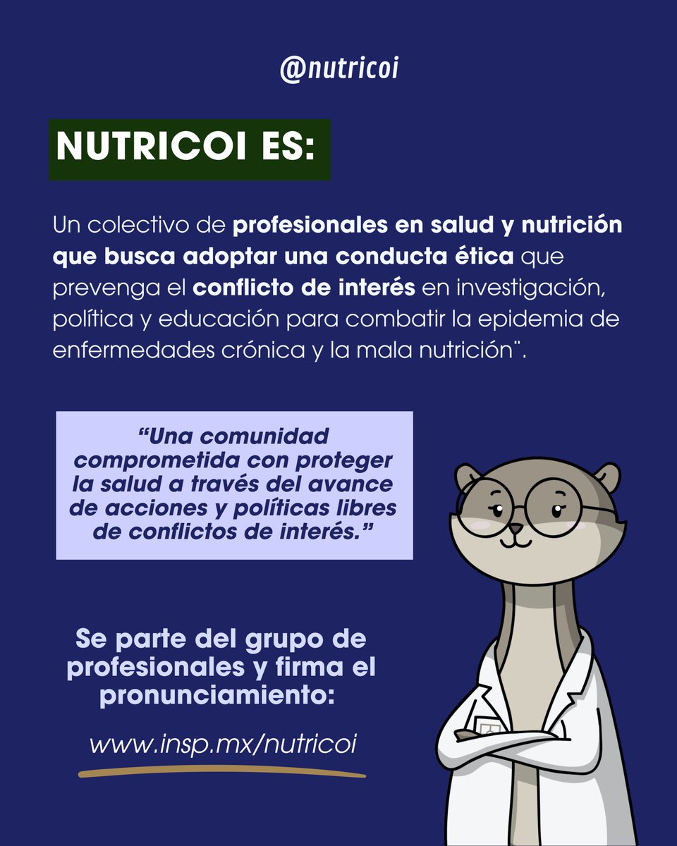 Forma parte del colectivo comprometido a controlar las enfermedades crónicas de manera ética y transparente, libres de #ConflictosdeInterés ✅

📌 Firma el pronunciamiento y sé parte del cambio: insp.mx/nutricoi #nutricoi