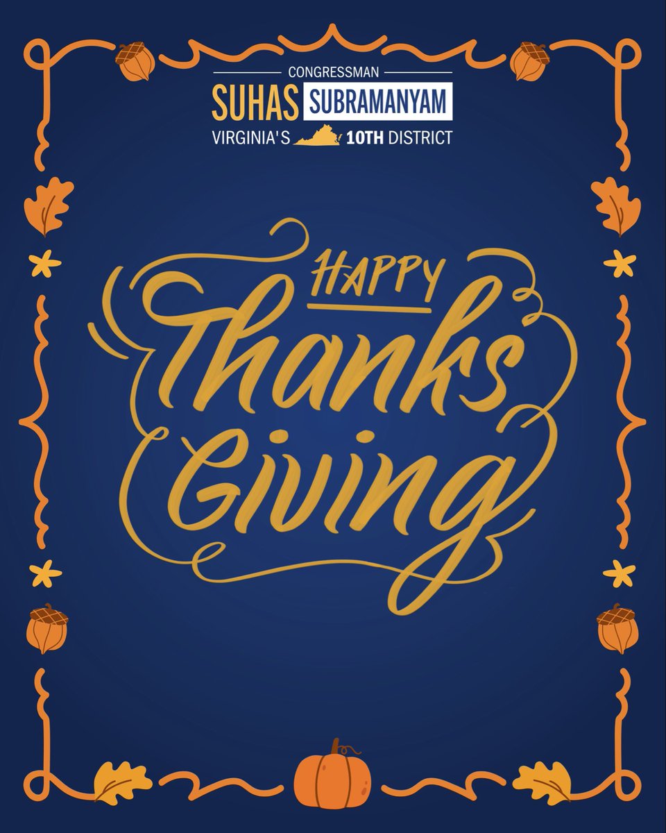 RepSuhas's tweet image. Happy Thanksgiving from my family to yours!