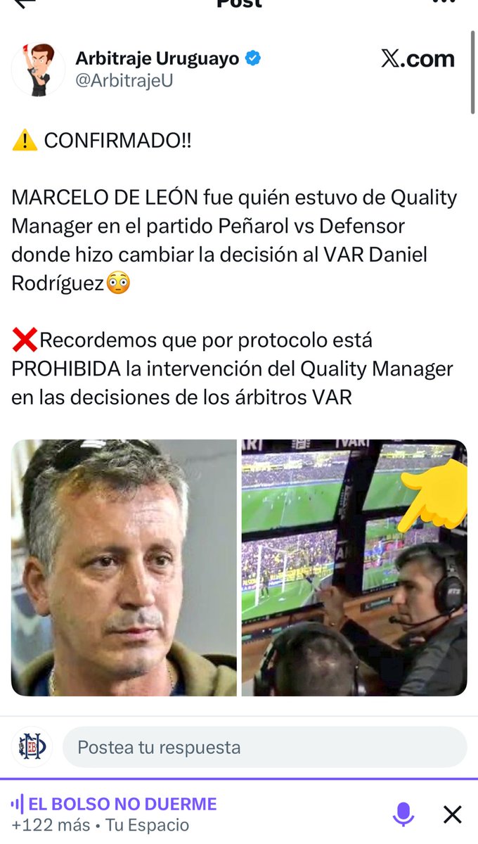 En caso de ser real lo que dice el ex juez que circuló hace un tiempo una foto cuna los colores amarillo y negro.

Imaginamos que Nacional ante el mínimo error de este muchacho, patea el tablero.

Ya dormimos la siesta para el domingo,
Difundamos esto. 

Rt, grupos de wpp, todo👇🏻
