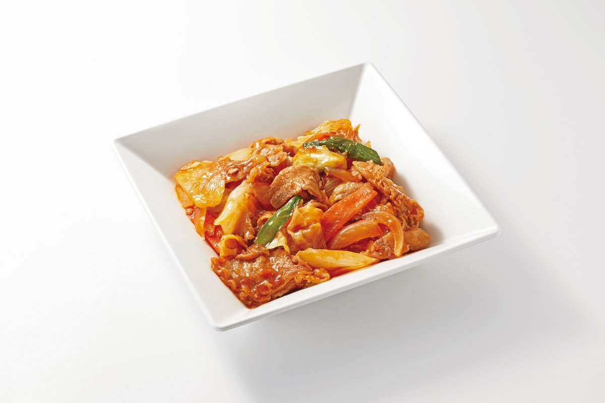 ecchomas's tweet image. 【食堂】２階食堂のおすすめは『豚肉と野菜の旨辛炒め』です。ご飯のすすむおかずですよ(^^)
『さば塩焼き』『おろし唐揚げ』『厚切りハムカツ』もあります！お昼は食堂に来てくださいね～