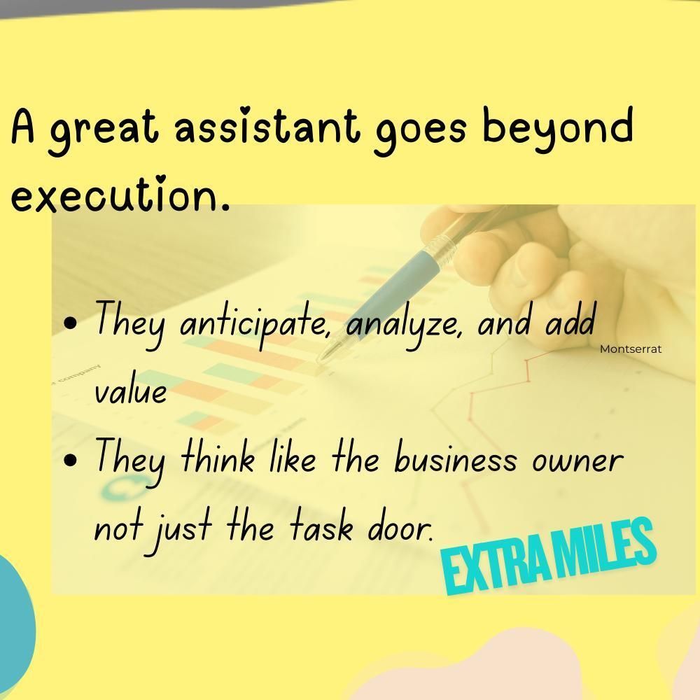 rmsdpascual66's tweet image. ✨ A great assistant doesn’t just complete tasks — they think with you, anticipate your needs, and help move your business forward. 

#VirtualAssistantPH #GoodAssistant #GreatAssistant #OnlineWorkPH #BusinessSupport