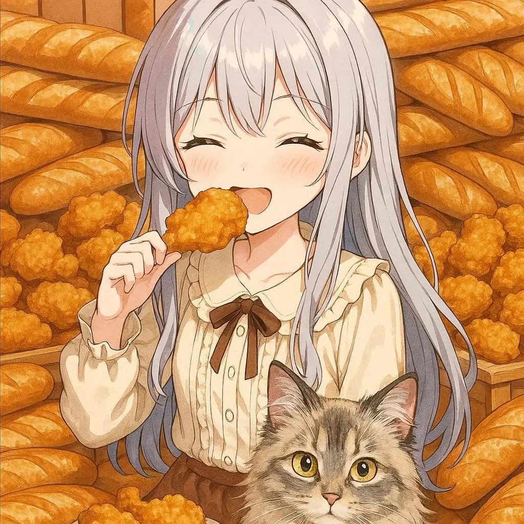 kerokero1023's tweet image. 💙sumika🌸さんが、今日はフランスパンの日、猫と人の日、にわとりの日って言ってた🤣
#GPT4 #AIイラスト