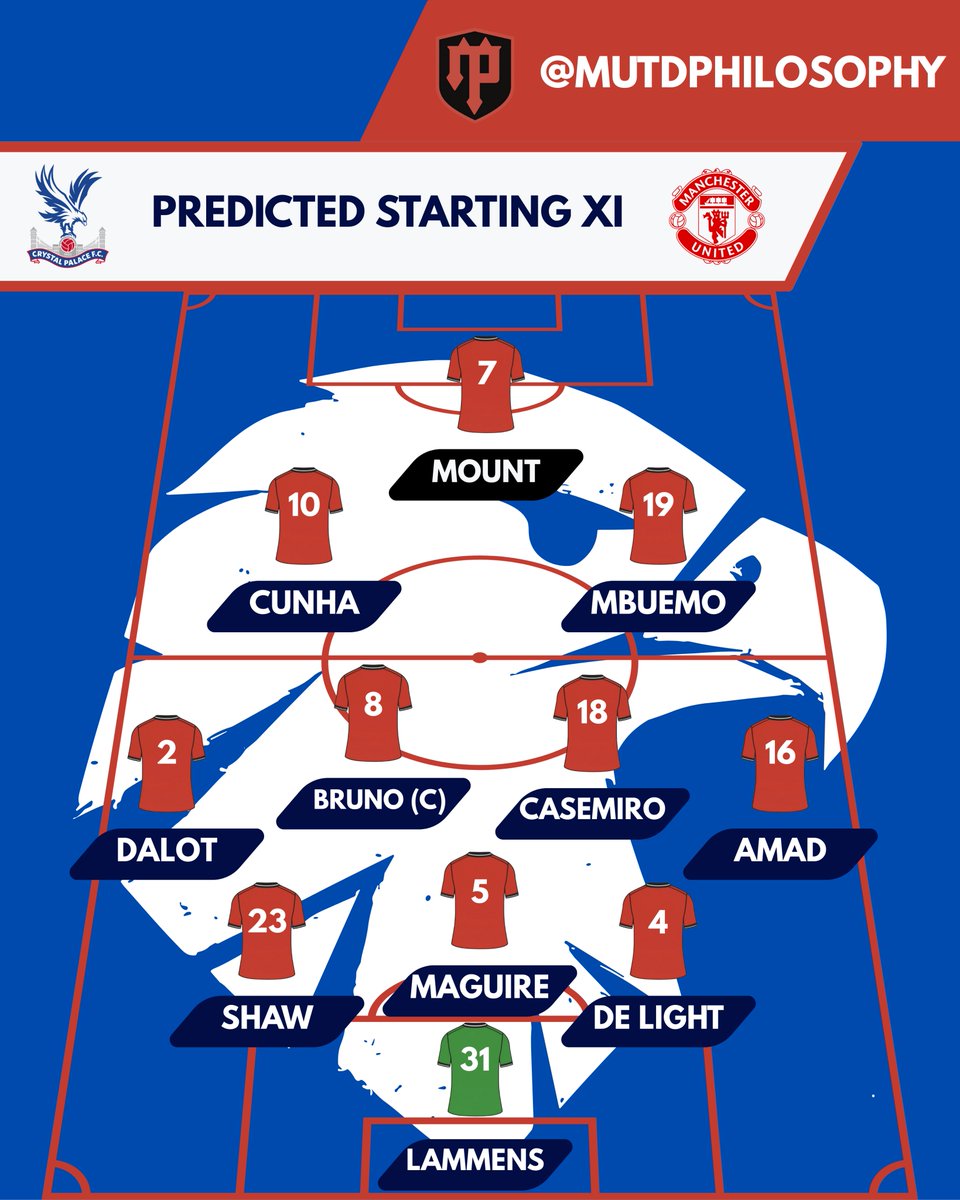 MUtdPhilosophy's tweet image. I hope to see more changes than this, but this is my predicted lineup for this Sunday...What are your thoughts?

#MUFC