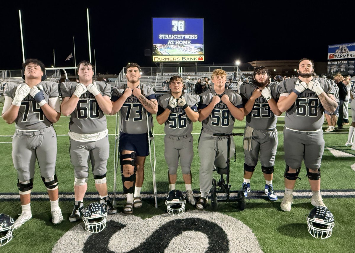 Final high school game at Smith Robinson stadium tomorrow night at 7pm. What a ride it’s been; 37-0 as a starter, 76 straight wins at home, 11-0 on the season, 46 career starts, 65 pancakes this season, 226 career pancakes, Back to Back 6A State Champions. #TrenchGang #Chasing13