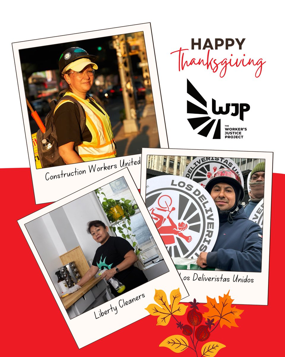 workersjusticep's tweet image. 🍂❤️Happy Thanksgiving from @workersjusticep ! ❤️🍂

We give thanks for immigrant workers — the backbone of our city — fighting daily for dignity, justice, and rights. 

Thanks to our members, allies, and sustainers for fueling this worker-led movement. ✊🏽
