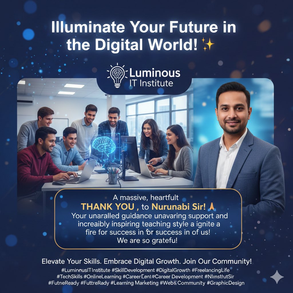AysaRubi's tweet image. Are you ready to illuminate your future in the digital world? ✨ Luminous IT Institute isn&apos;t just a place of learning; it&apos;s a vibrant hub where dreams take flight and potential is unleashed! 🚀

#digitalmarketingstrategyexample #busyaccountingsoftware #follower