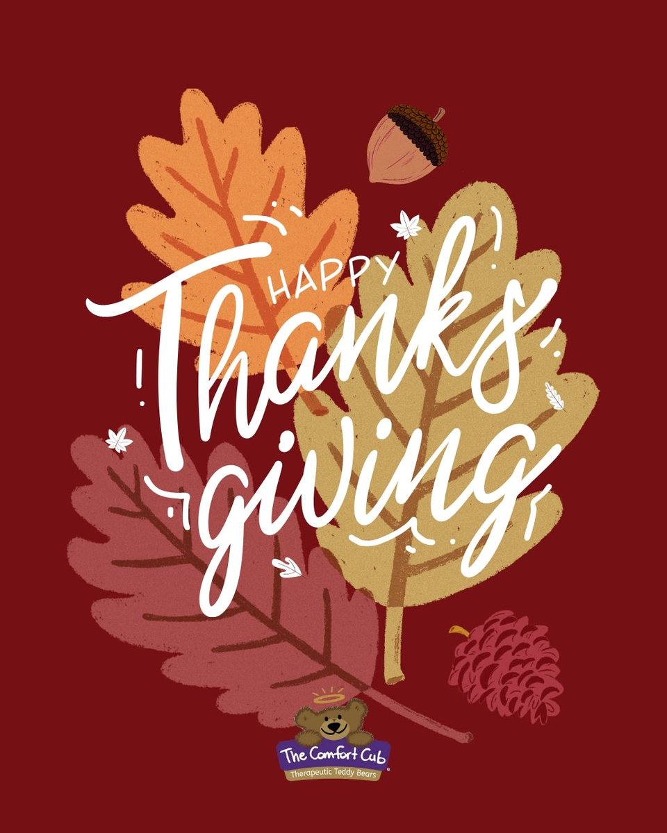 Happy Thanksgiving! Today we want to give thanks for all of you who support us--we wouldn't be here without you 💜 We hope you have a wonderful day with loved ones 🧸🍂🥧

#thanksgiving #givethanks #grateful #thecomfortcub #weightedtherapy #teddybear #comfort #relief