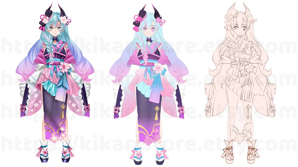 kikari_art's tweet image. Experimenting with soft pastels and kimono silhouettes 🌸
#VtuberEN #Vtuberdesign #artmoots
