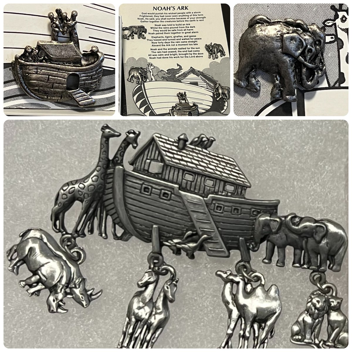 TeriE's tweet photo. VINTAGE #NoahsArk Pewter Animal #DesignerJewelry #Signed Brooch JJ Jonette Dangles PLUS #Bonus #PinSet 
https://t.co/BETkAoKw3J 

#vintagejewelry #broochesandpins #pinaddict #broochaddict #bonuspins #pewterjewelry #animaljewelry #Ark #broochstyle #vintagegifts #giftsforher #pins https://t.co/W9PhEODeeR