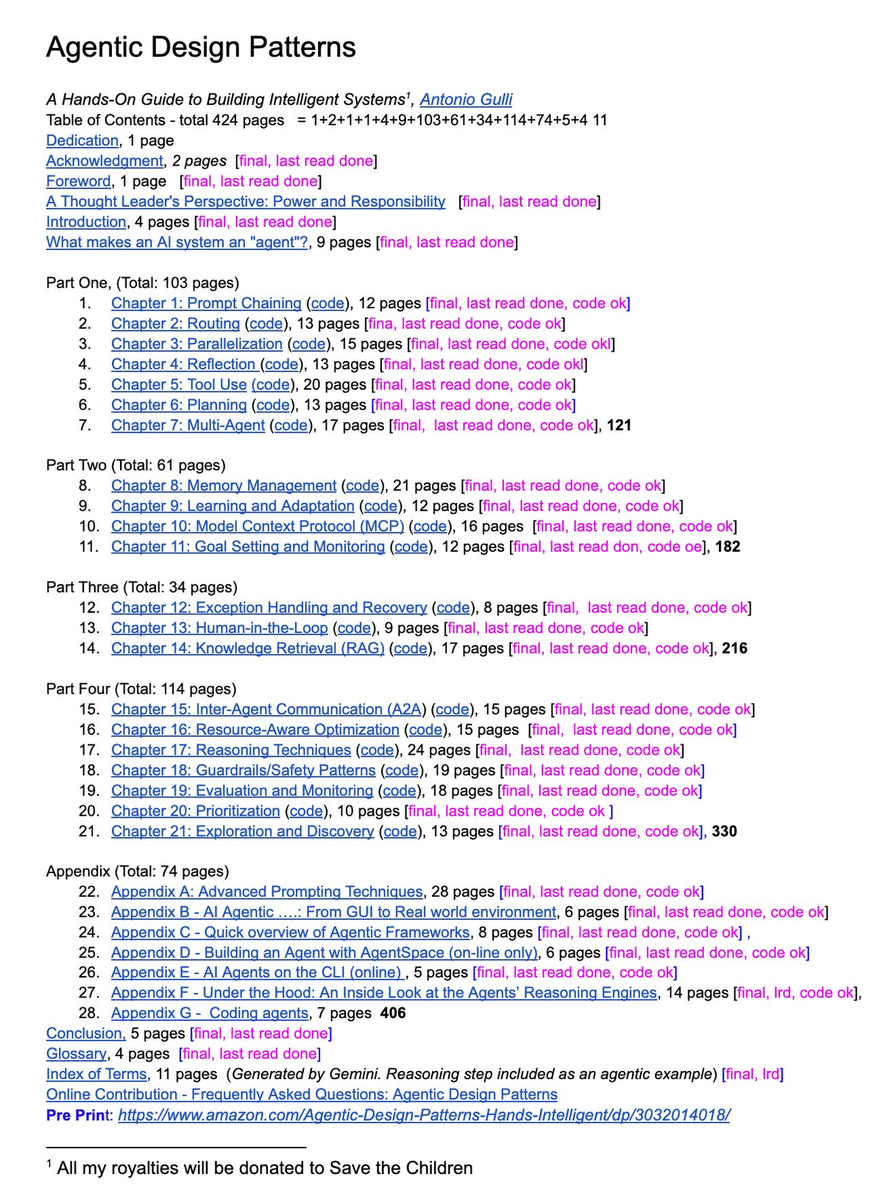 xiaoying_eth's tweet image. 一位 Google 的高级工程师，
刚刚发布了一份名为 Agentic Design Patterns 的 424 页文档

不是 PPT，不是文章，
是真·课程级别的大工程

有兴趣的可以查看🔗  github.com/sarwarbeing-ai…