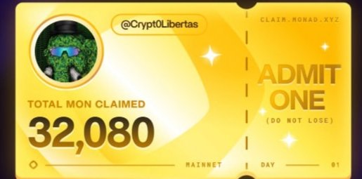 Time to share my smol winnings from <a href="/monad/">Monad (mainnet arc)</a>.

Got a 2x of this bag cause I've got an alt account with an FA role. Looks like that should have been the play for the shrimps.

Hopefully I won't regret yeeting at the bottom.

This paid for a nice quick vacay with the gf.

+~2000$