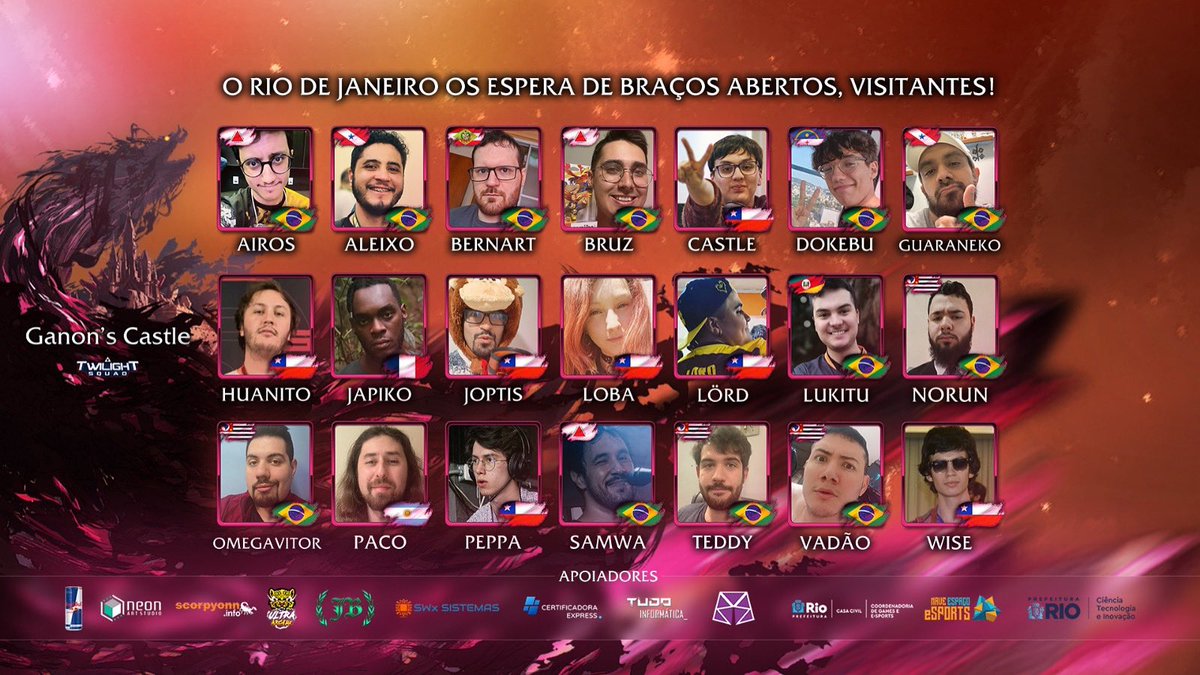 TwilightSquad1's tweet image. SEJAM MUITO BEM VINDOS AO RIO DE JANEIRO!

Estamos muito felizes de receber os nossos visitantes para essa grande festa! 
Muito obrigado a TODOS os inscritos, faremos história nesse campeonato.
Fiquem atentos aos horários de início das brackets! 
TÁ CHEGANDO! FALTA POUCO! 
Para…
