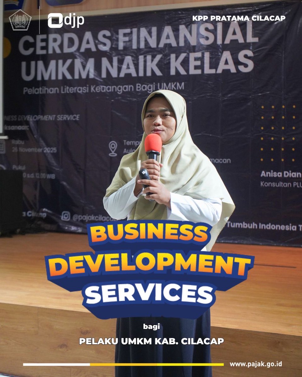 pajakcilacap's tweet image. [Business Development Services 2025]

(26/11) KPP Pratama Cilacap bersama DPKUKM Kabupaten Cilacap mengadakan kegiatan Business Development Services (BDS) di Aula KPP Pratama Cilacap.

#BusinessDevelopmentService #BDS2025 #cerdasfinansialUMKMnaikkelas #PajakKitaUntukKita