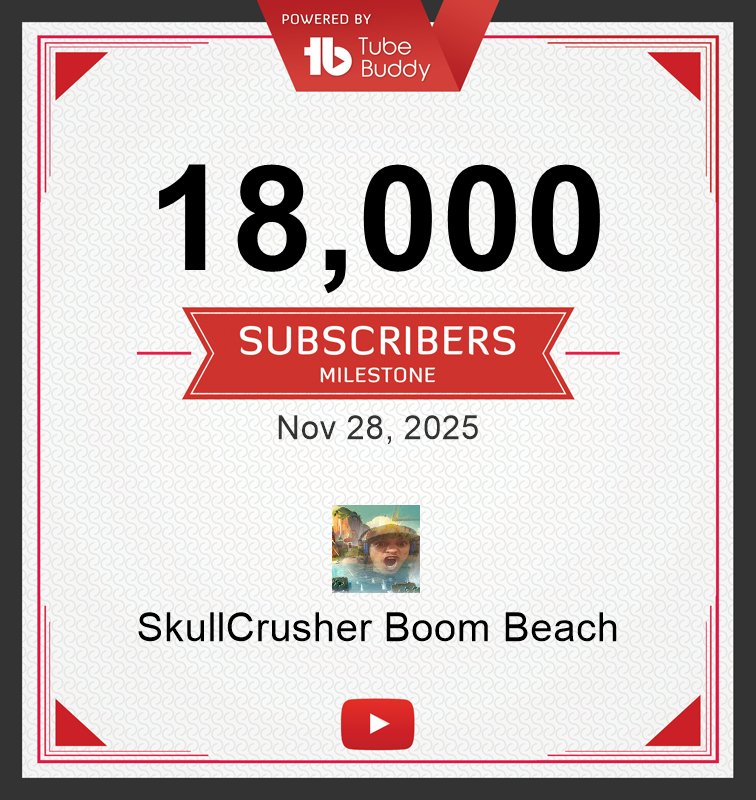18k today Skull Army! And it happened live on stream..... today😁. Thank you, everyone, for being a part of this. We will celebrate on Sunday with warships and AHL. BOOM GOES THE DYNAMITE 🧨💥🔥
Peace, love, and respect ✌️❤️👊 
🦃Happy Thanksgiving
