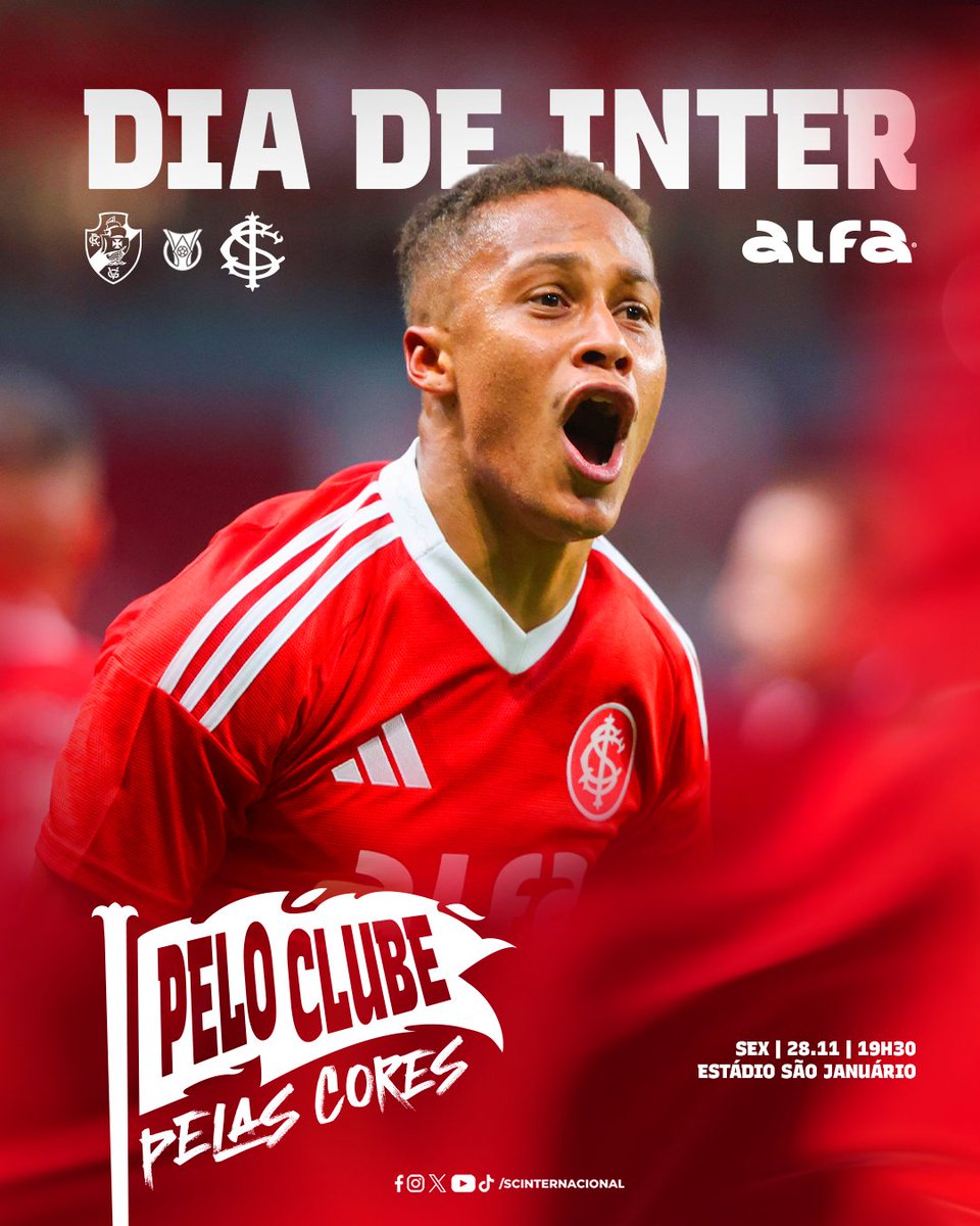 SCInternacional's tweet image. 𝐃𝐈𝐀 𝐃𝐄 𝐈𝐍𝐓𝐄𝐄𝐄𝐄𝐄𝐄𝐄𝐄𝐄𝐑! ❤️‍🔥🤍❤️‍🔥🤍❤️‍🔥🤍

MAIS UMA DECISÃO PELA FRENTE, COLORADO! A partir das 19h30 desta sexta-feira, o Clube do Povo enfrenta o Vasco, em São Januário, pela 36ª rodada do Brasileirão. 𝙋𝙍𝘼 𝘾𝙄𝙈𝘼 𝘿𝙀𝙇𝙀𝙎! 👊🇦🇹 #PeloClubePelasCores

🔗…