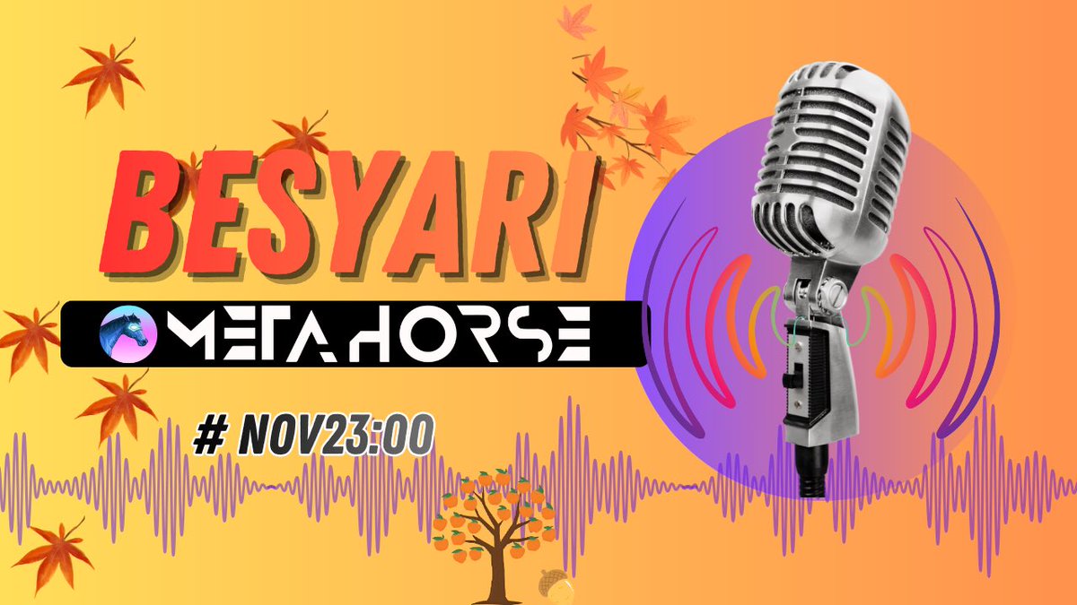 #BESYARI🗣️11月

⏰本日23:00-

#METAHORSE🐎🚩

競馬BCG🎮METAHORSE について
ゲームプロデューサーのイワマさんと
お話します🎙️ ✨
質問もスペースのコメント欄で受けつけるよん💬

x.com/i/spaces/1yNxa…

 #メタホース
#べしゃり